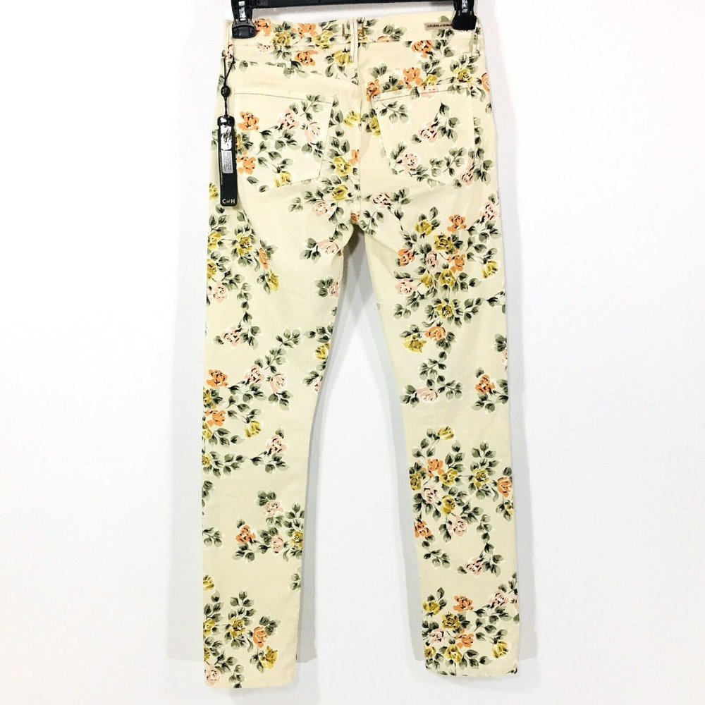 Citizens of Humanity Sz 27 Mandy High Waist Retro Slim Roll Up Floral Jeans - Picture 6 of 16